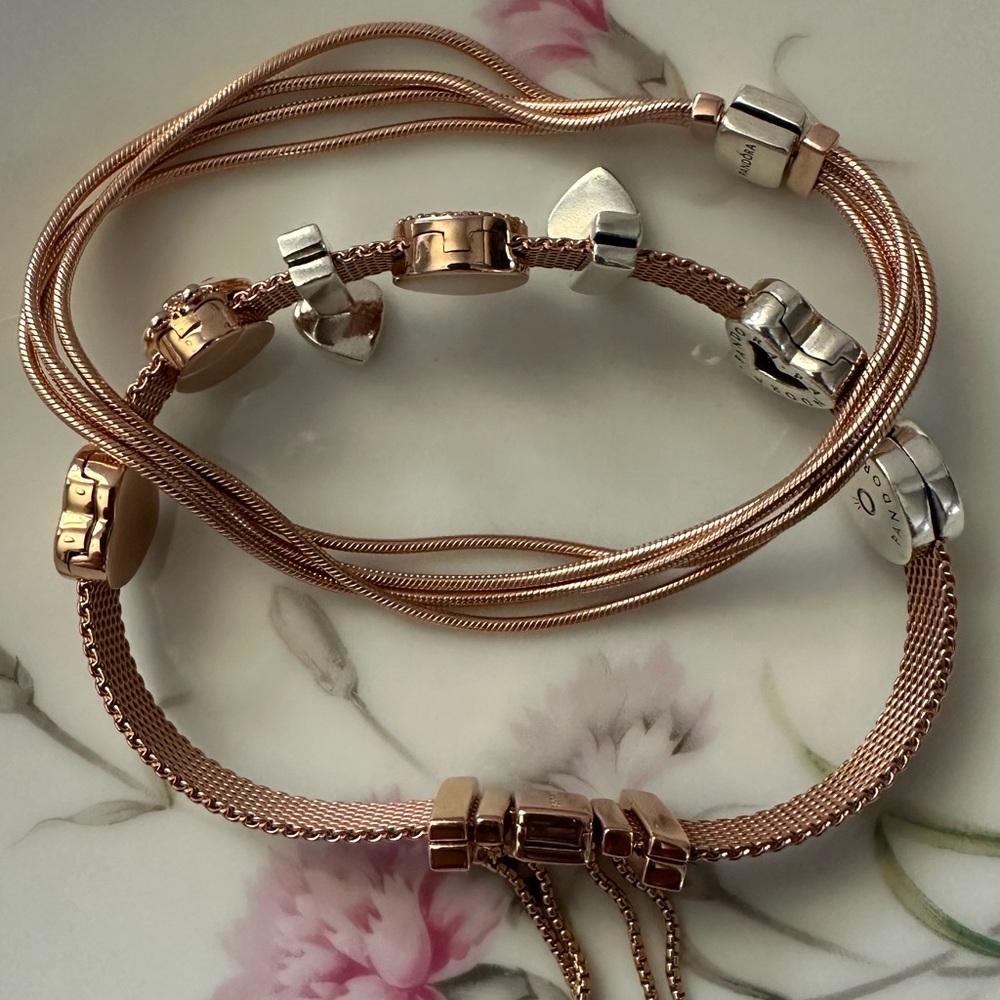 Authentic Pandora Rose Reflexions Bracelets Bundle 7.5 in / 19 cm